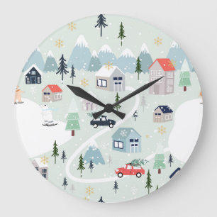 Grande Horloge Ronde Wonderland d'hiver : Ours polaire Noël