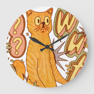 Grande Horloge Ronde Wut ? / Illustration d'un chat orange