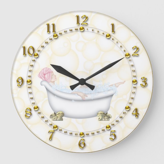 Grande Horloge Ronde Yellow Bathroom Bubbles (Recto)