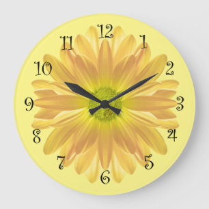 Grande Horloge Ronde Yellow Daisy