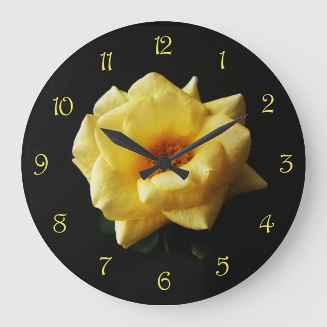 Grande Horloge Ronde Yellow Rose On Black Yellow Script Numbers (Recto)