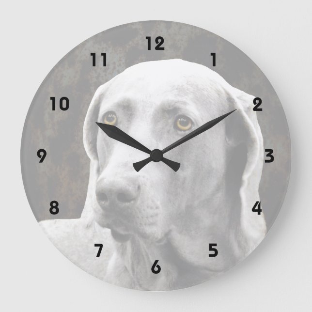 Grande Horloge Ronde Yeux douloureux du Weimaraner (Recto)