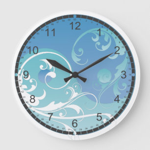 Grande Horloge Ronde Yin bleu et vert et Yang