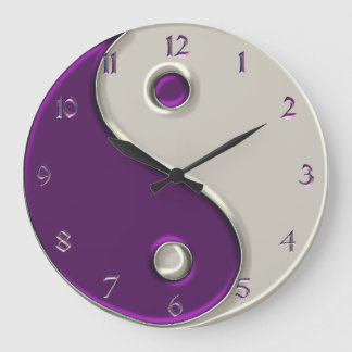 Grande Horloge Ronde Yin Yang Clock in Purple and While