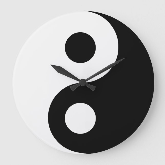 Grande Horloge Ronde Yin Yang noir et blanc (Recto)