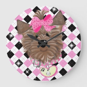 Grande Horloge Ronde Yorkie (Large) Clock