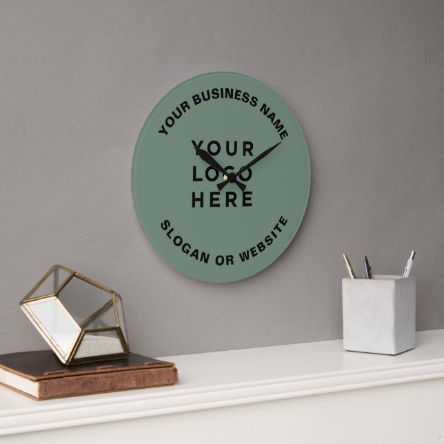 Grande Horloge Ronde Your Business Logo Simple and Professional Sage (Bureau)