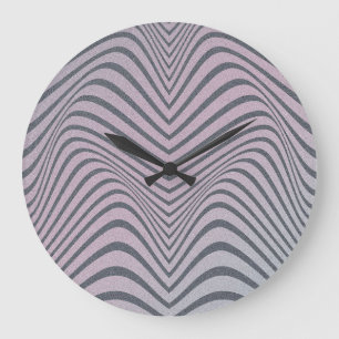 Grande Horloge Ronde Zèbre psychédélique : Grainy Vintage Stripes.