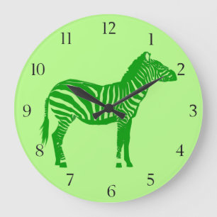 Grande Horloge Ronde Zèbre - Tons de Lime Vert