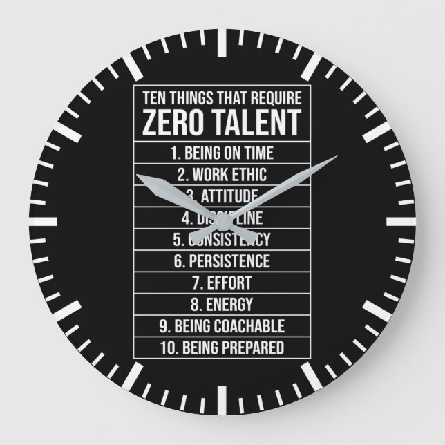 Grande Horloge Ronde Zéro Talent requis - Motivation du succès (Recto)