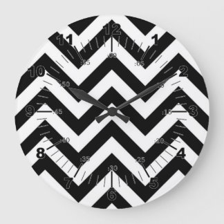 Grande Horloge Ronde Zigg Noir Et Blanc