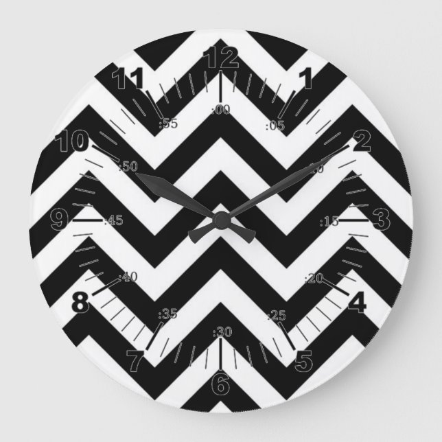 Grande Horloge Ronde Zigg Noir Et Blanc (Recto)