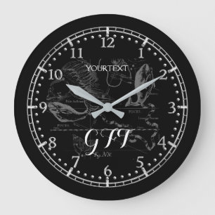 Grande Horloge Ronde Zodiaque vintage personnalisé de constellation de