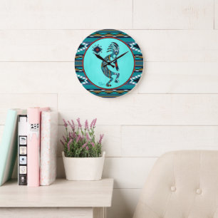 Grande horloge Turquoise Kokopelli