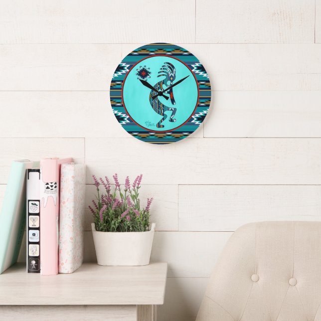 Grande horloge Turquoise Kokopelli (Salle de lecture)