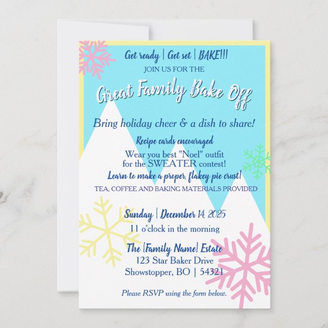 Grande Invitation Bake Off Famille | Pastel (Devant)