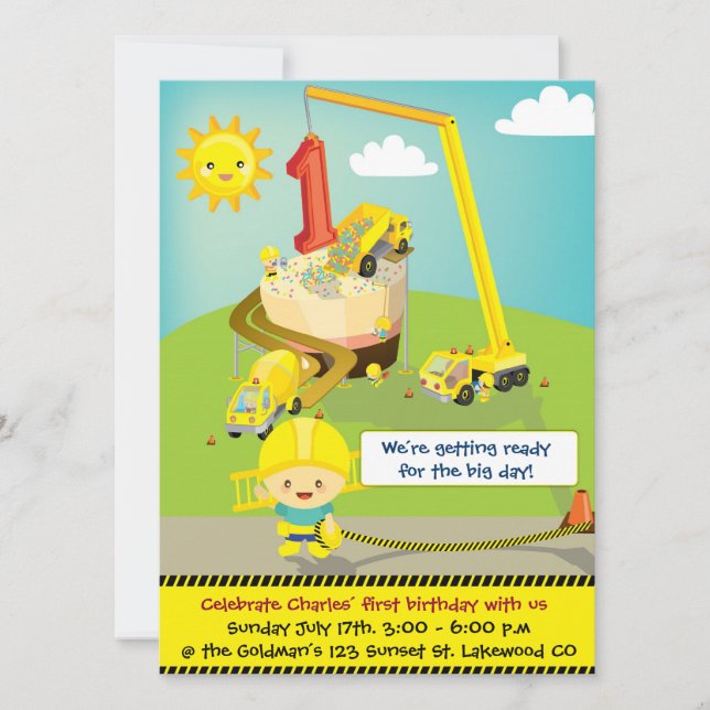 Grande invitation d'anniversaire de jour (Devant)