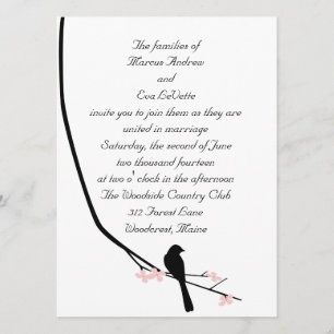 Grande invitation d'oiseau et de fleur