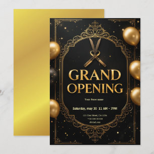 Grande Invitation d'ouverture Premium Black & Gold