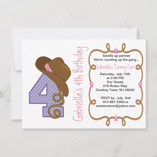 Grande invitation occidentale d'anniversaire de (Devant)