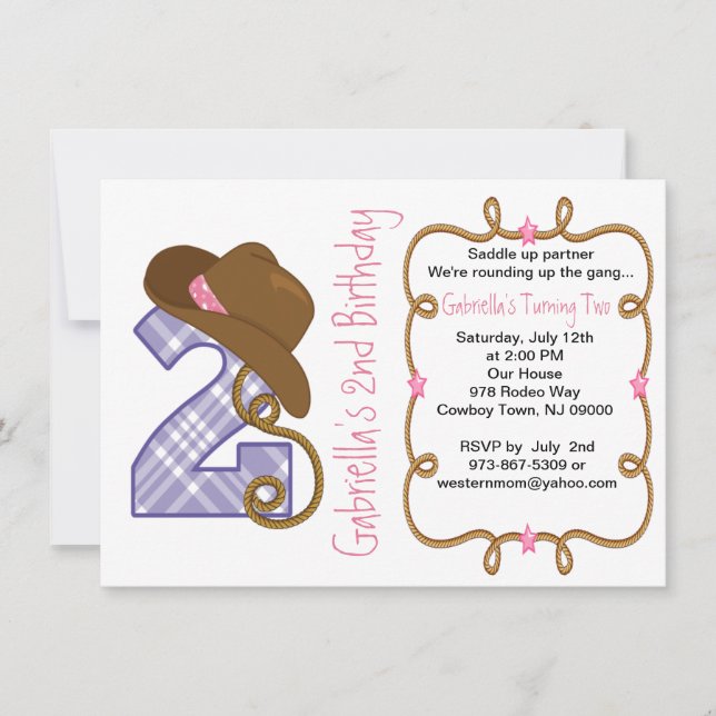 Grande invitation occidentale d'anniversaire de (Devant)