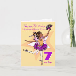 Grande Nièce ballerine d'anniversaire pêche carte