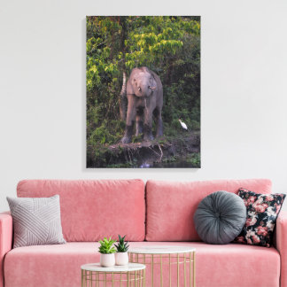Grande œuvre d'art mural éléphant sur toile tendue