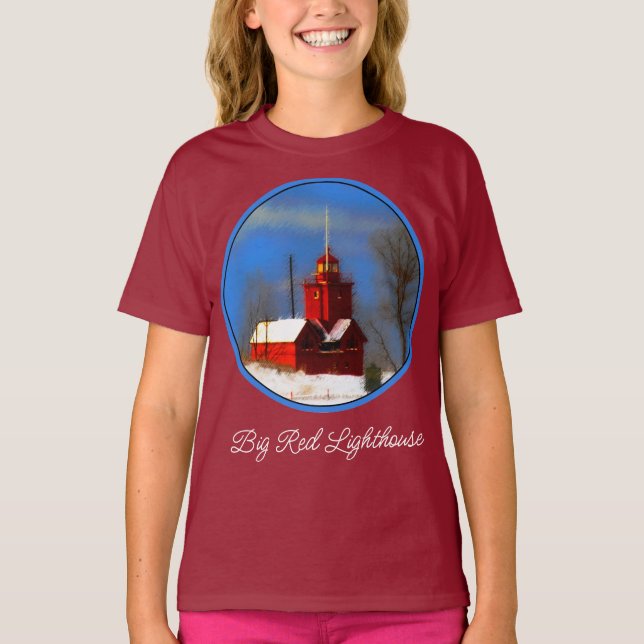 Grande peinture de phare rouge - T-shirt d'art ori (Devant)