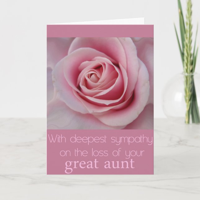 Grande perte de la tante Carte de sympathie Rose (Devant)