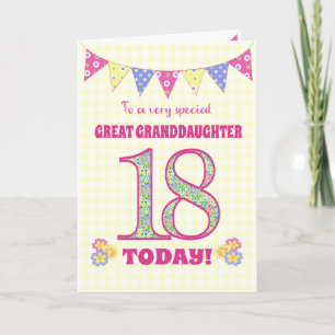 Grande Petite-fille 18e Anniversaire Carte Primros