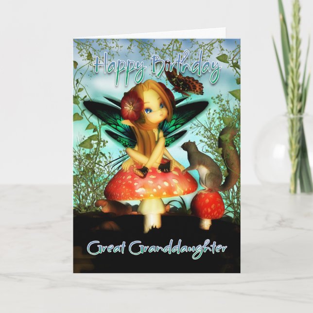 Grande Petite-Fille, Carte Anniversaire, Mignonne  (Devant)