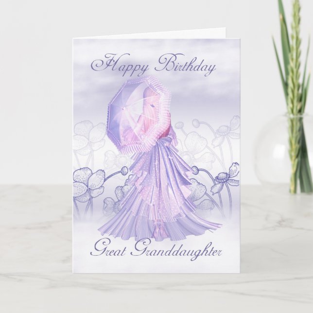 Grande Petite-fille Cute Feminine Carte d'annivers (Devant)