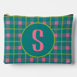 Grande pochette initiale de Zipper Gras Plaid