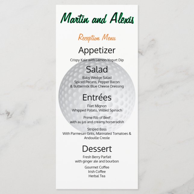 Grande Réception Fabulous Ball Golfer Menu (Devant)