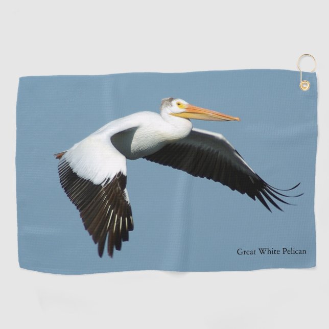 Grande serviette de golf Pelican blanc (Horizontal)