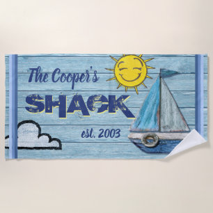 Grande serviette de plage Shack nommé fait sur