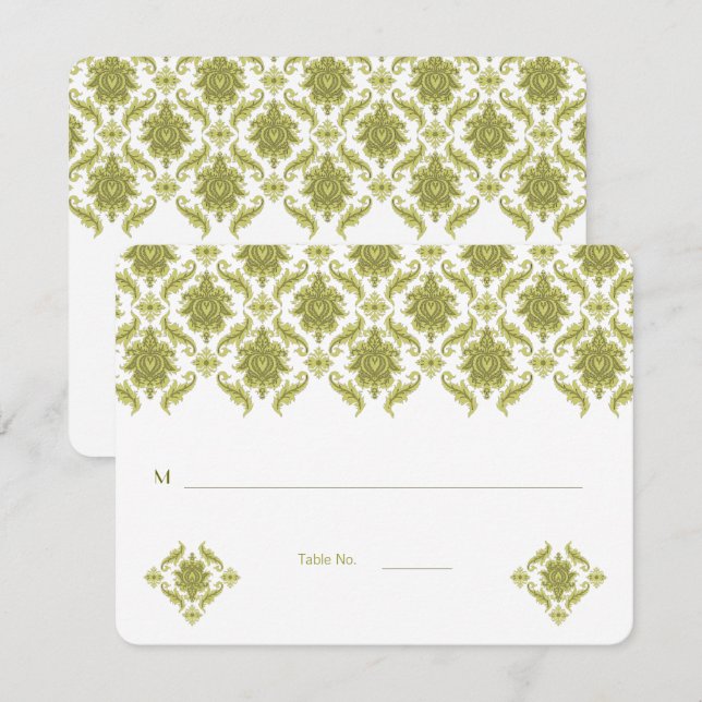 Grande Taille Mariage damassé Table Place Cartes (Devant / Derrière)