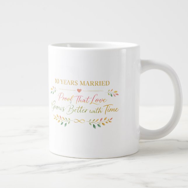 Grande Tasse 10 Years Married Elegant Anniversary Mug Gift (Droite)