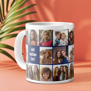Grande Tasse 11 Photo Collage Marine Bleu - répétition des deux