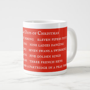 Grande Tasse 12 JOURS LYRIQUES Grosse Mug Blanc / Rouge