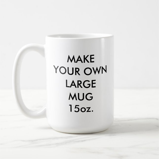 Grande tasse 15oz blanche classique personnalisée (Gauche)