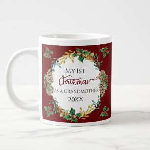 Grande Tasse 1er Noël en Grand-mère Photo Holly Pine Cone