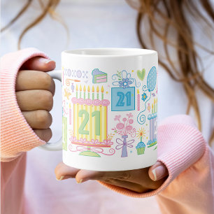 Grande Tasse 21e anniversaire Jolie fille Floral