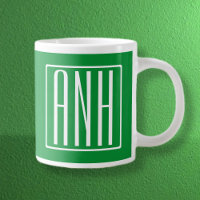3 Initiales Monogramme | Vert et blanc