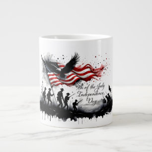 Grande Tasse 4 juillet art patriotique avec drapeau et soldats