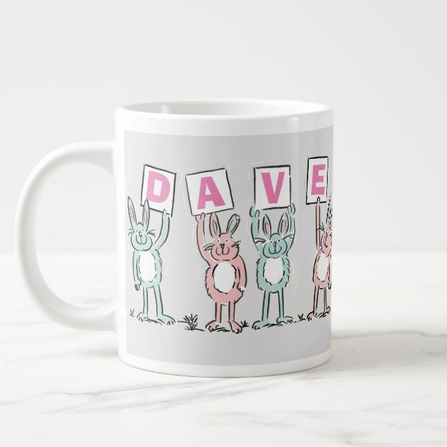 Grande Tasse 4 Lettre Nom Fun Rabbit Design (Gauche)