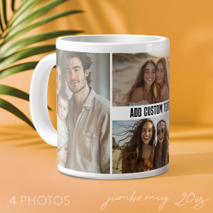 Grande Tasse 4 photos en collage avec une ligne de texte - Mini