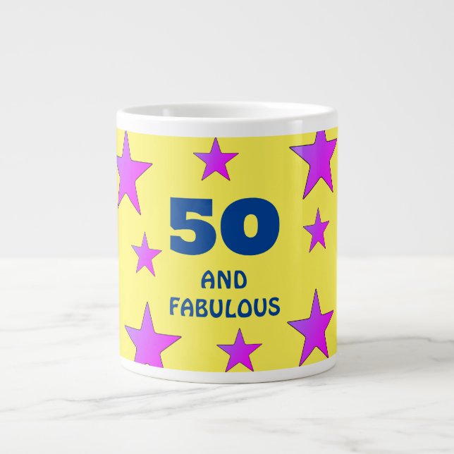 Grande Tasse 50 ans et fabuleux Yellow Stars Anniversaire (Devant)
