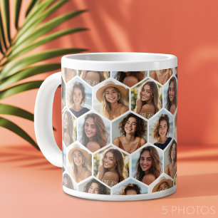 Grande Tasse 5 Photo Collage Honeycomb Motif BE Patient