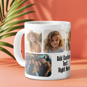Grande Tasse 6 Collage photo avec bloc de texte - noir et blanc